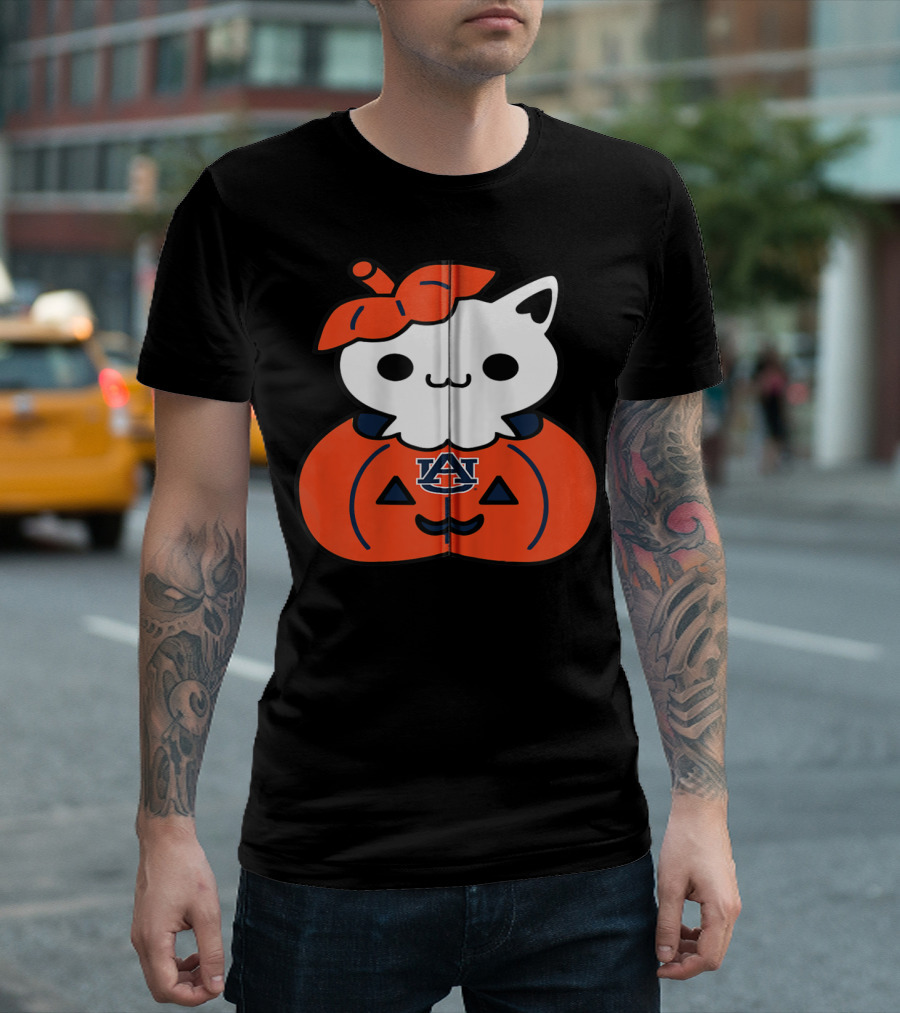 Auburn Tigers Cat in Pumpkin Halloween T-Shirt