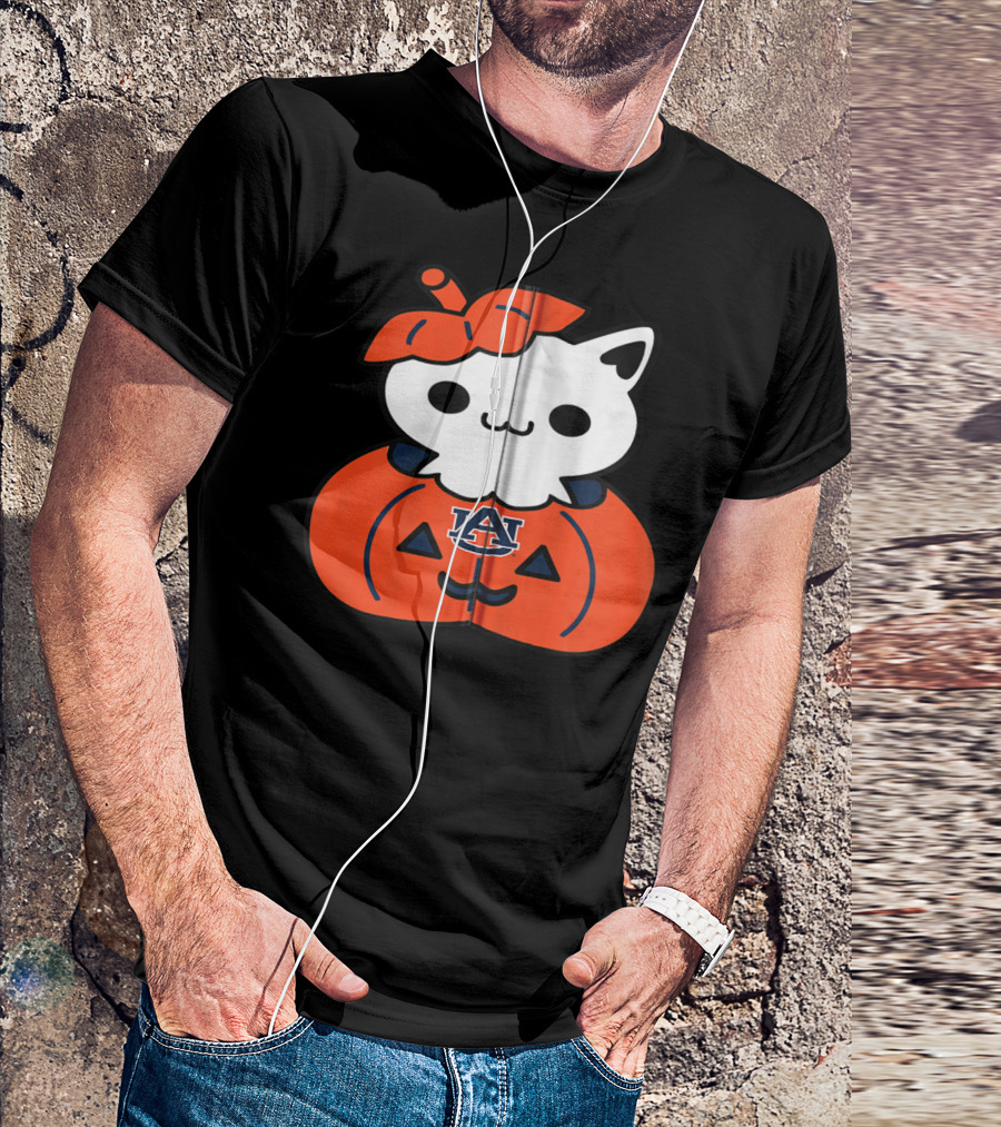 Auburn Tigers Cat In Pumpkin Halloween T-Shirt