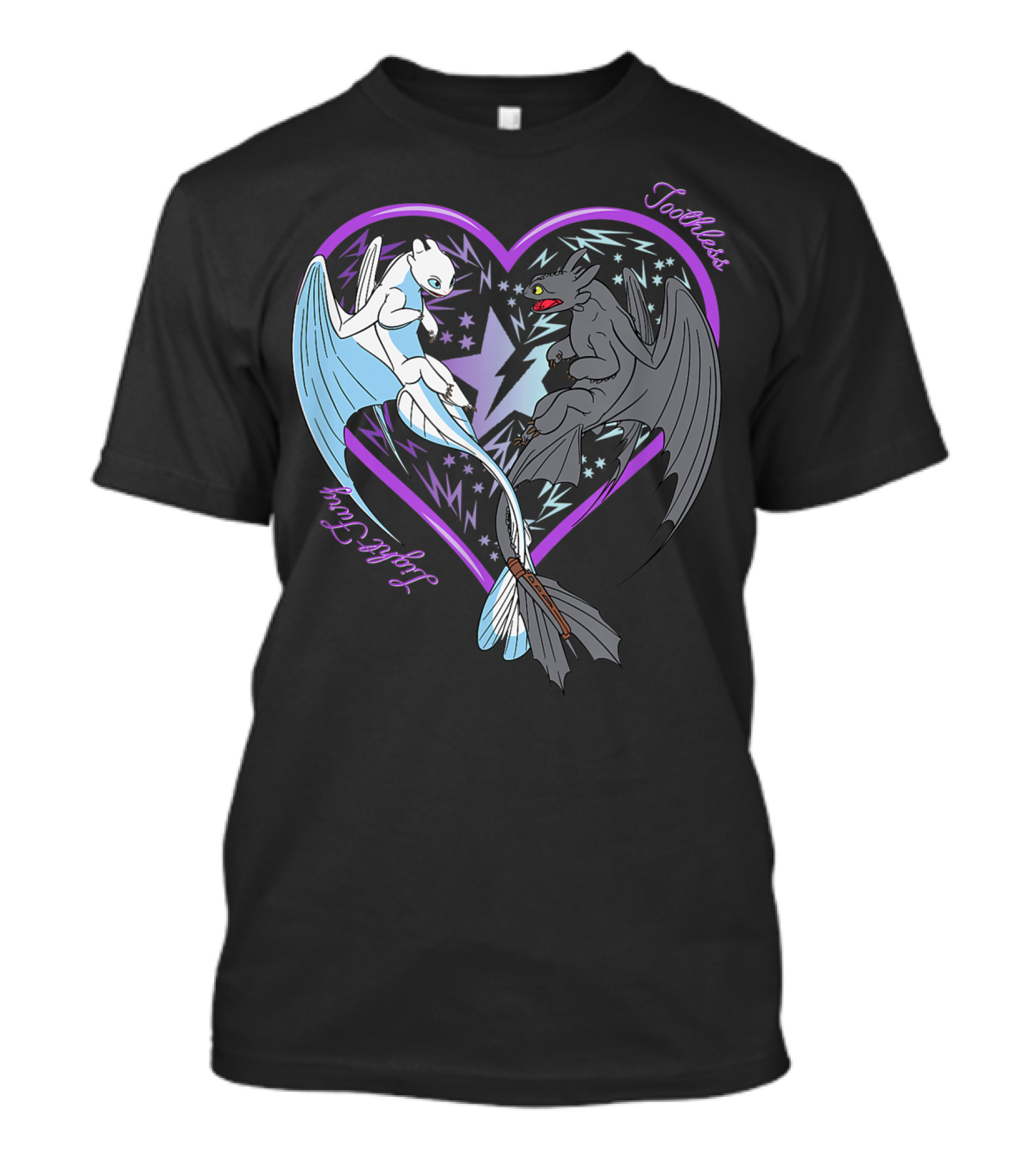 Toothless And Light Fury Heart Night How To Train Your Dragon 3 Hidden World T-Shirt