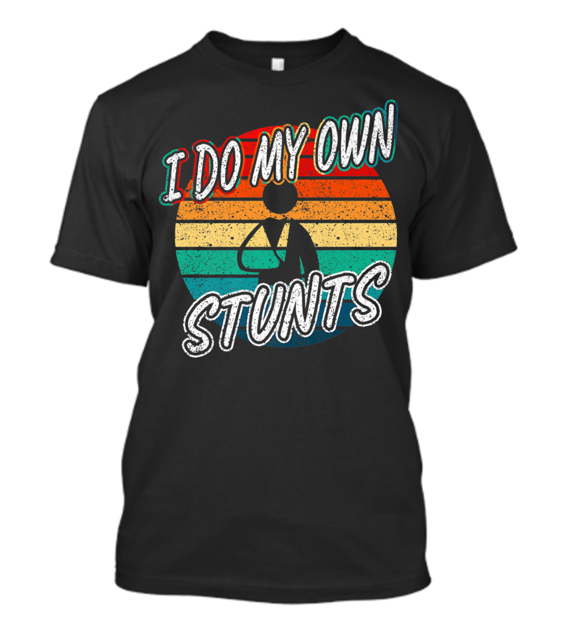 I Do My Own Stunts Broken Arm Retro Vintage Style Striped Circle T-Shirt