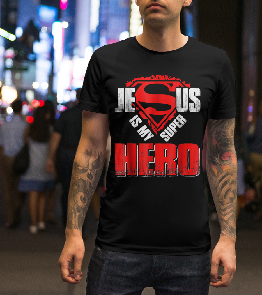 Jesus Is My Super Hero Superman Shield T-Shirt