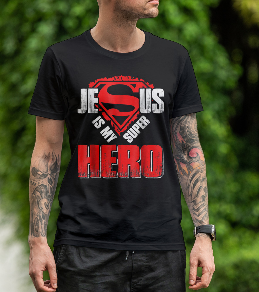 Jesus Is My Super Hero Superman Shield T-Shirt