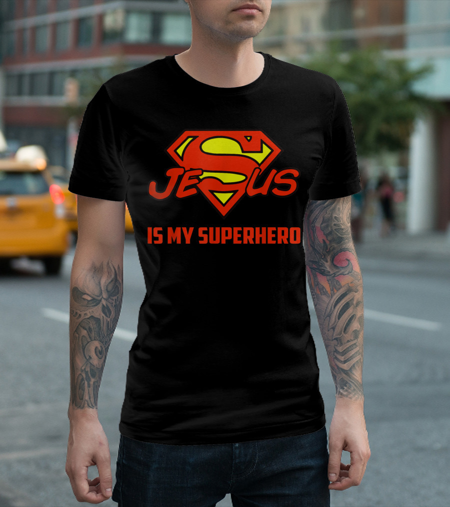 Jesus Is My Superhero Superman Logo Style Christian T-Shirt