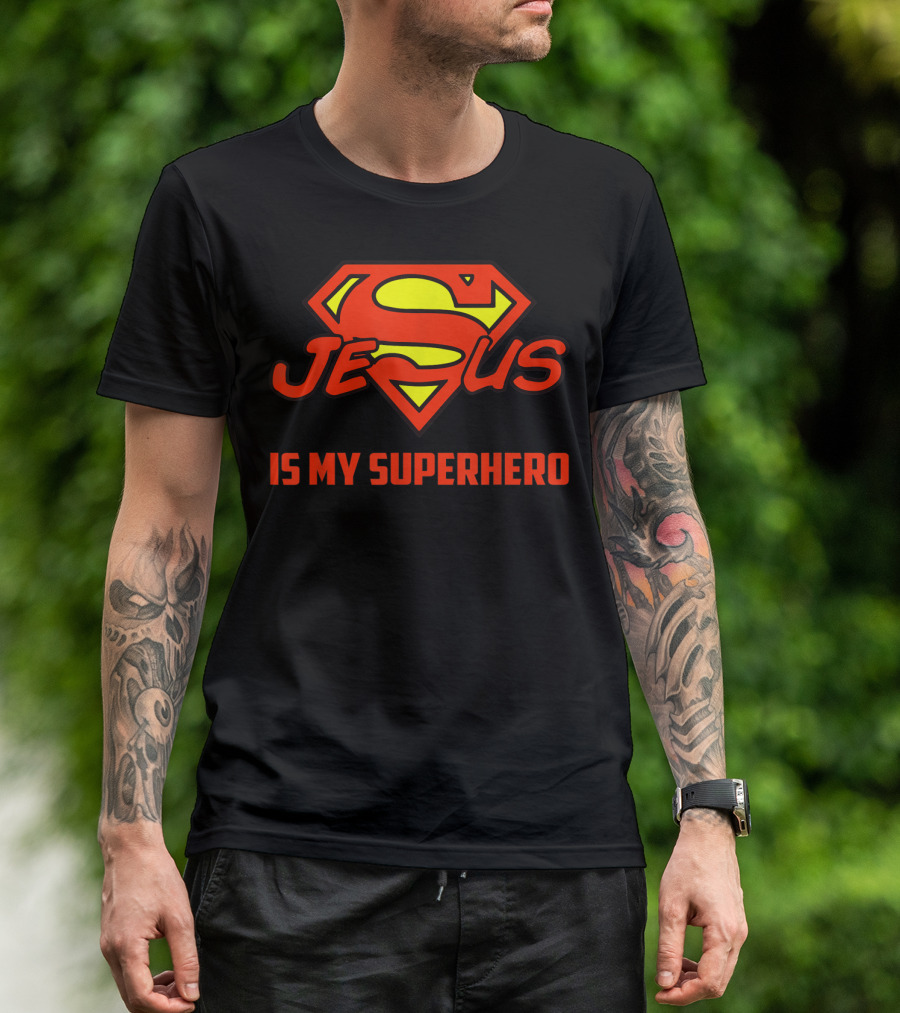 Jesus Is My Superhero Superman Logo Style Christian T-Shirt