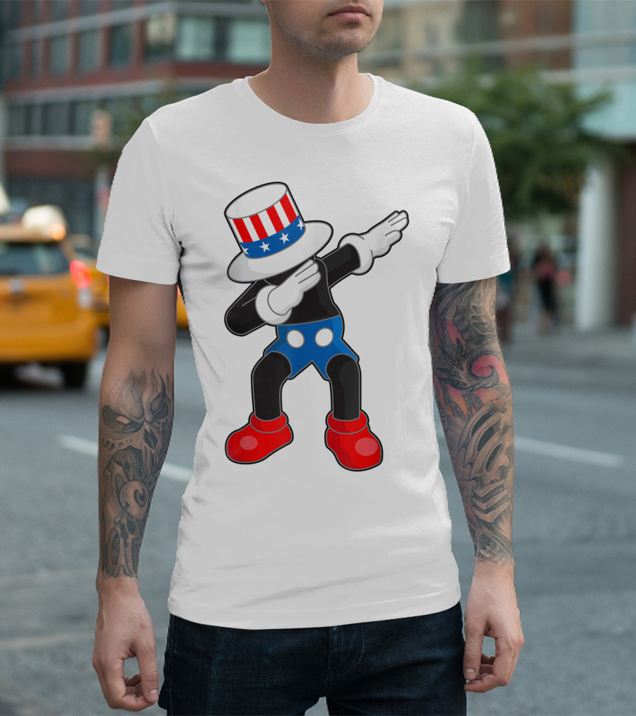 Kaws Mick Mouse Dab Dance Uncle Sam Hat T-Shirt