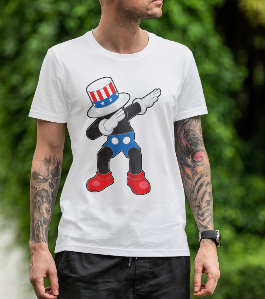 Kaws Mick Mouse Dab Dance Uncle Sam Hat T-Shirt