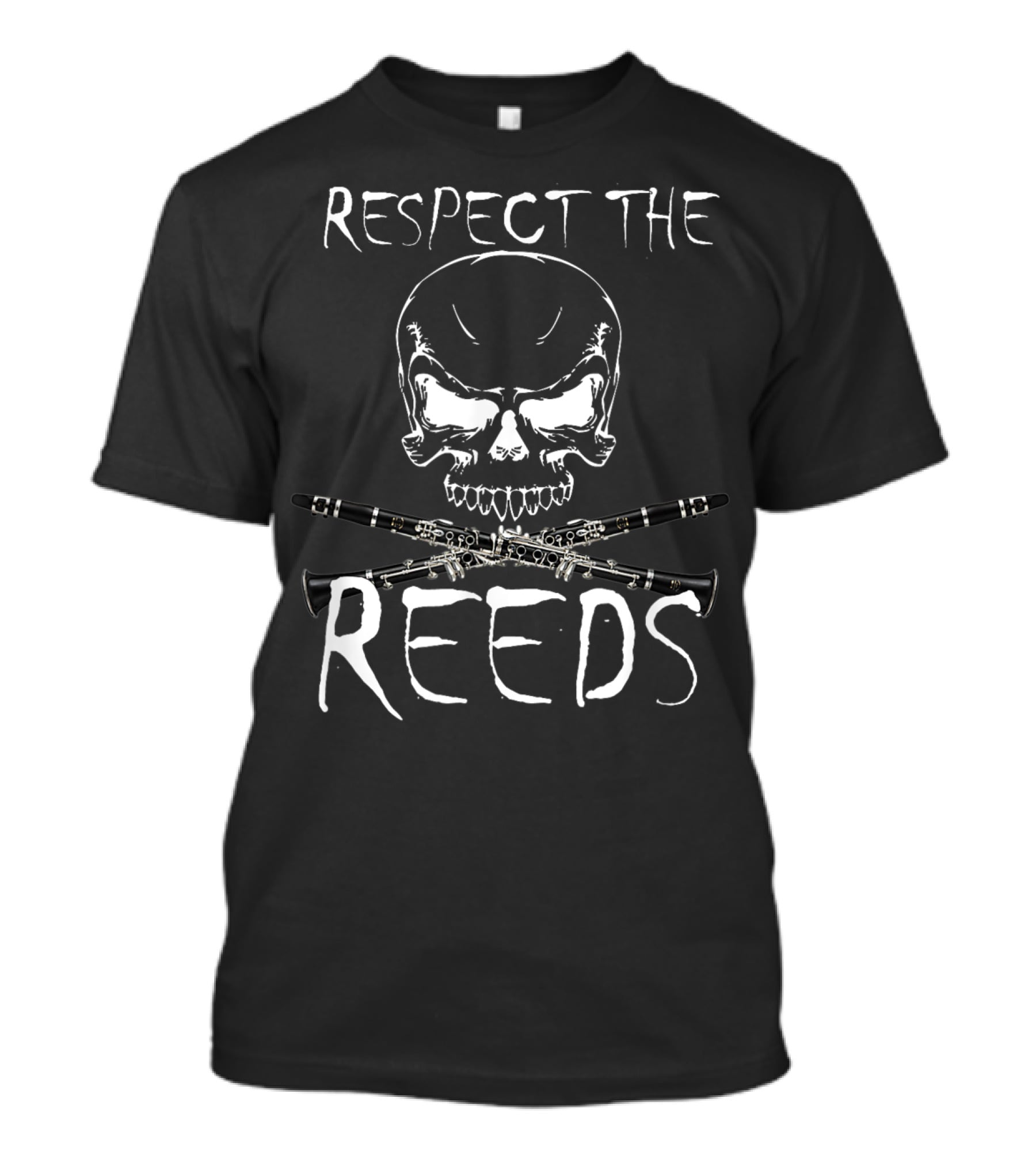 Respect The Reeds Skull And Clarinets Marching Band T-Shirt
