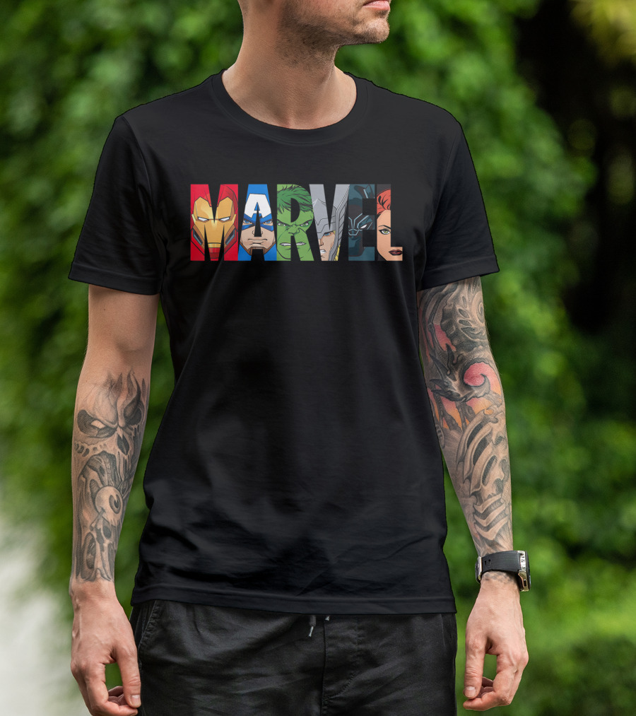 Marvel Avengers Iron Man Captain America Hulk Thor Black Widow Panther T-Shirt