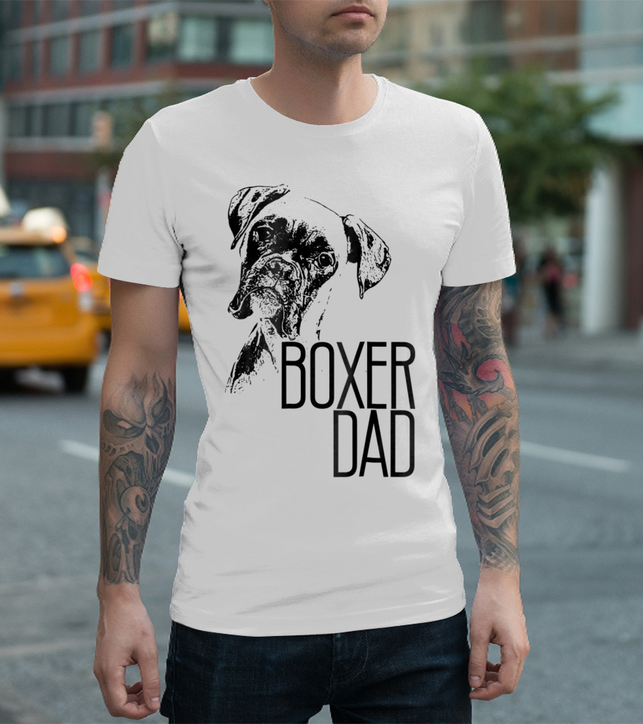BOXER DAD DOG FACE DOG LOVERS MENS BOXER T-Shirt