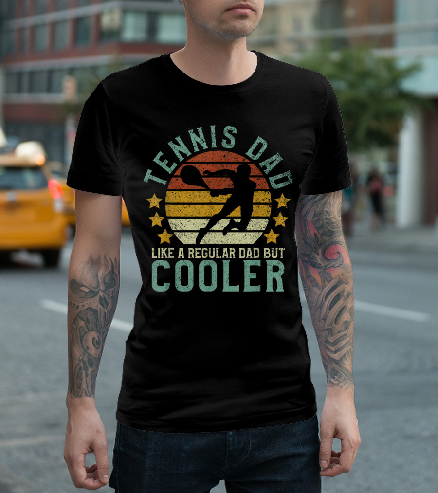 Tennis Dad Like A Regular Dad But Cooler Retro Sunset T-Shirt