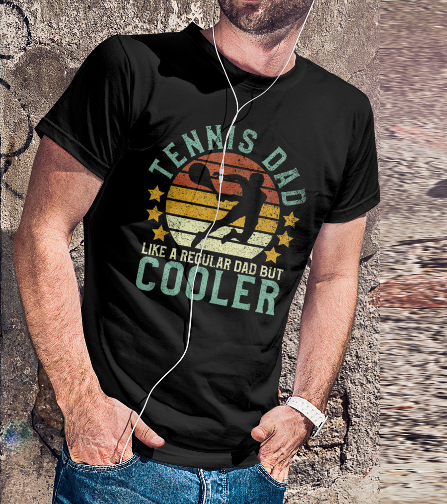 Tennis Dad Like A Regular Dad But Cooler Retro Sunset T-Shirt