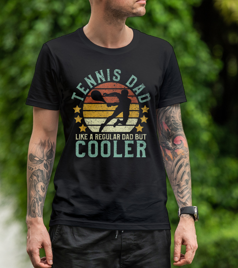 Tennis Dad Like A Regular Dad But Cooler Retro Sunset T-Shirt