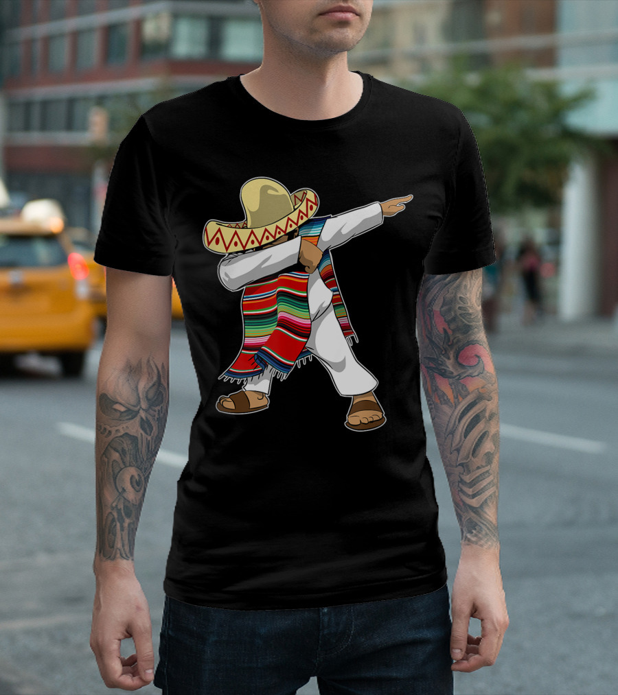 Mexican Poncho Dabbing Sombrero Cinco de Mayo T-Shirt