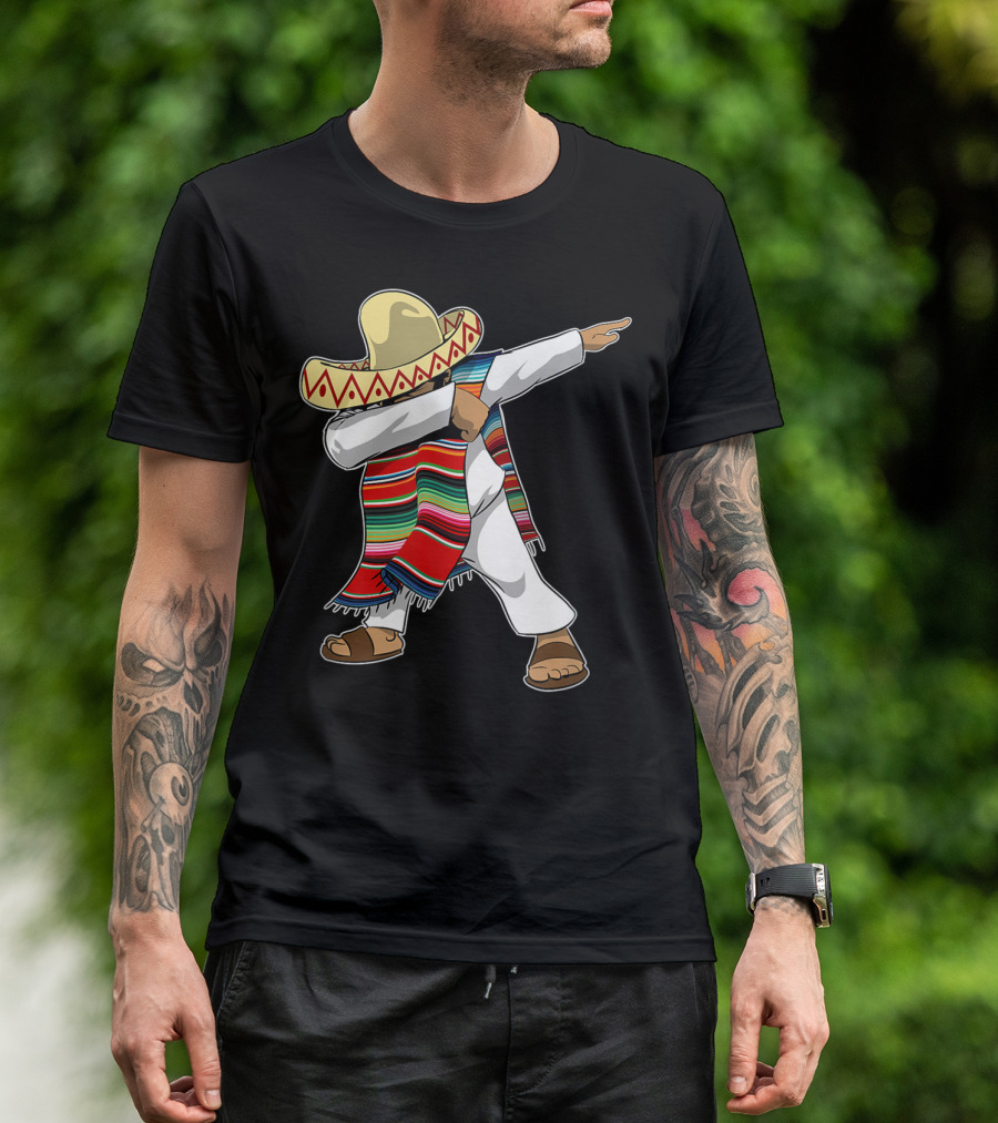 Mexican Poncho Dabbing Sombrero Cinco De Mayo T-Shirt