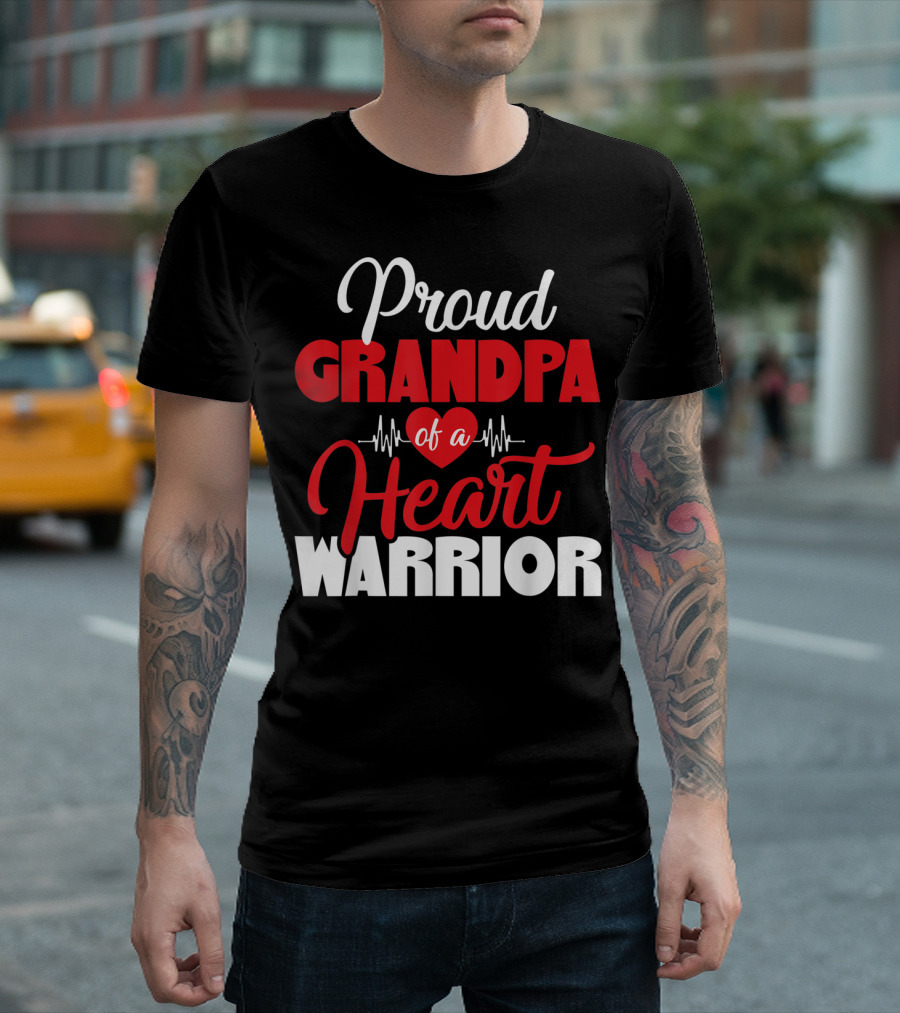 Proud Grandpa of a Heart Warrior CHD Awareness T-Shirt