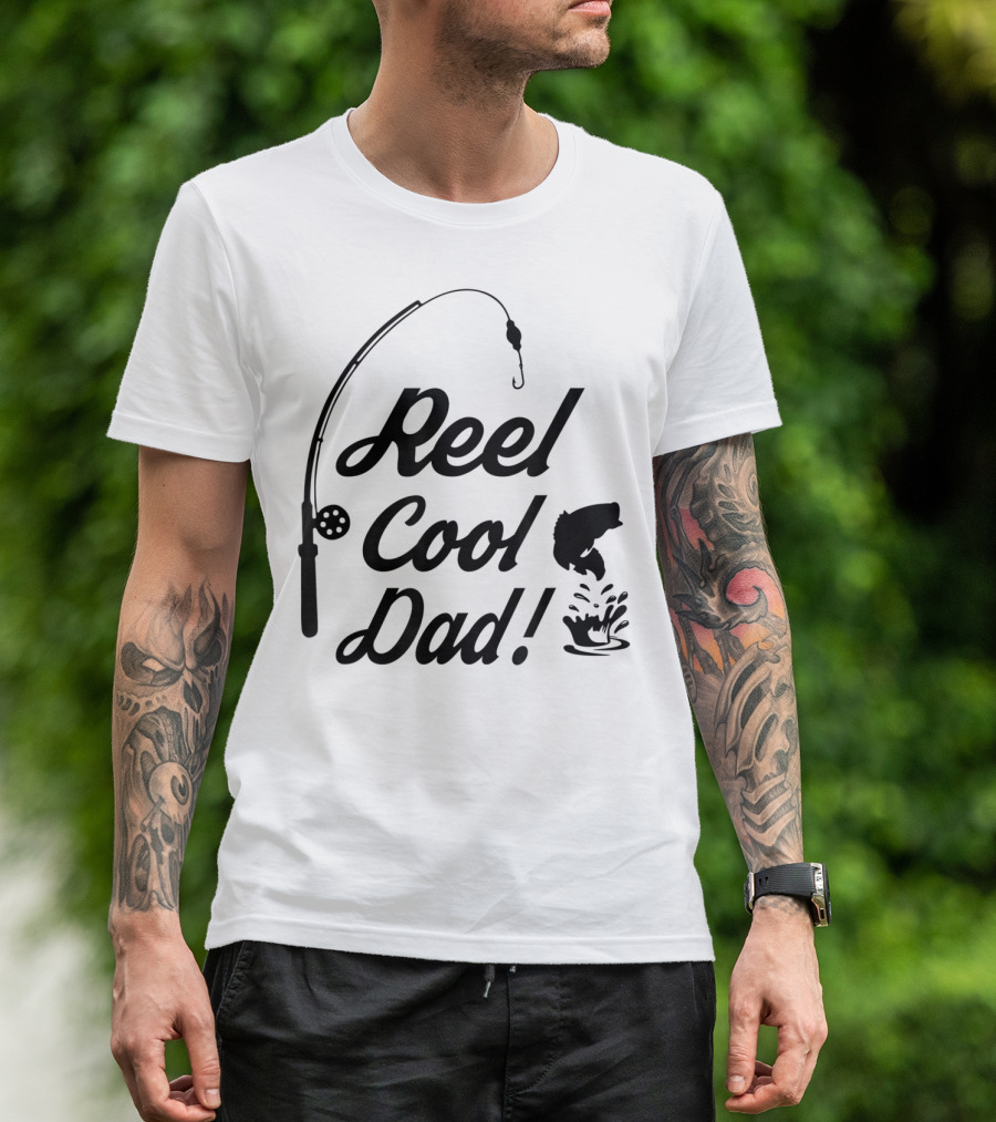 Reel Cool Dad Fishing Rod And Jumping Fish T-Shirt