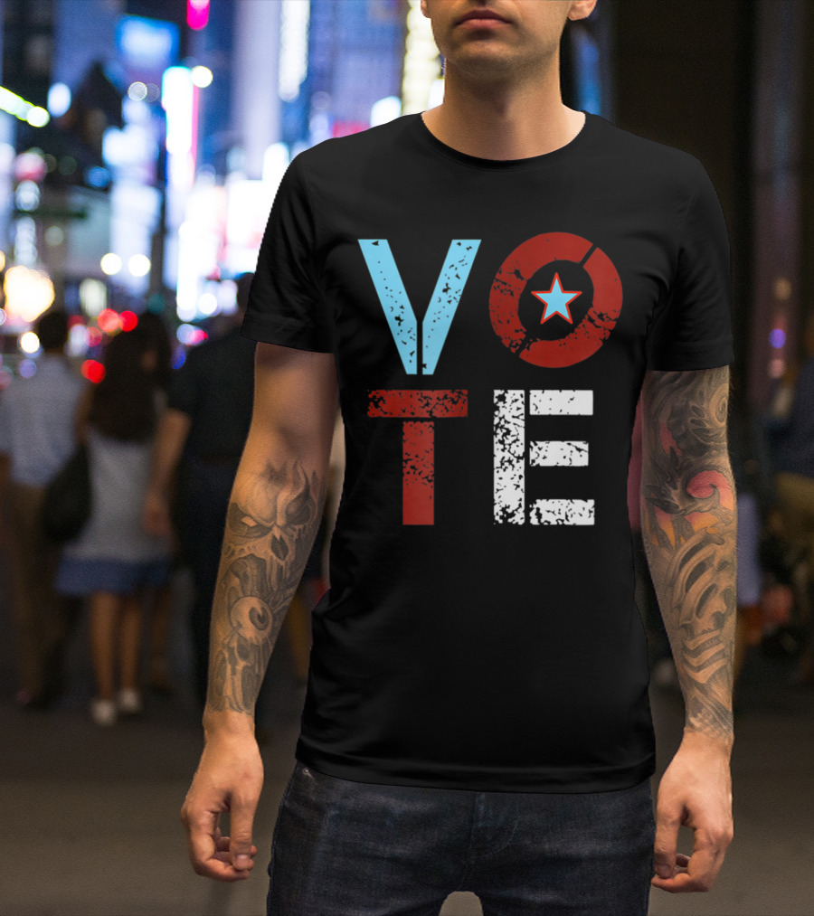 Vote With Retro Star In Circle T-Shirt