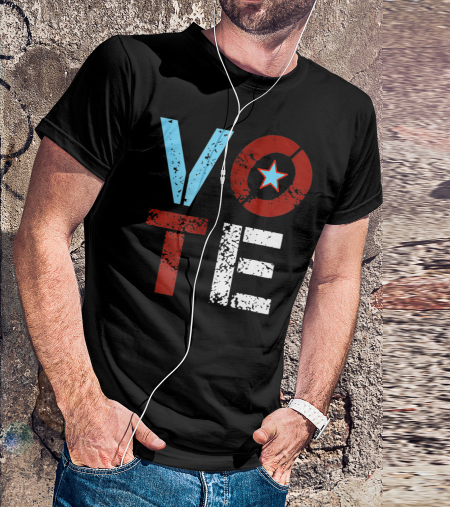 Vote With Retro Star In Circle T-Shirt