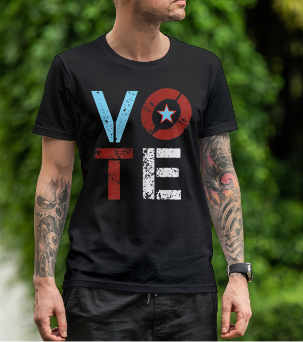 Vote With Retro Star In Circle T-Shirt