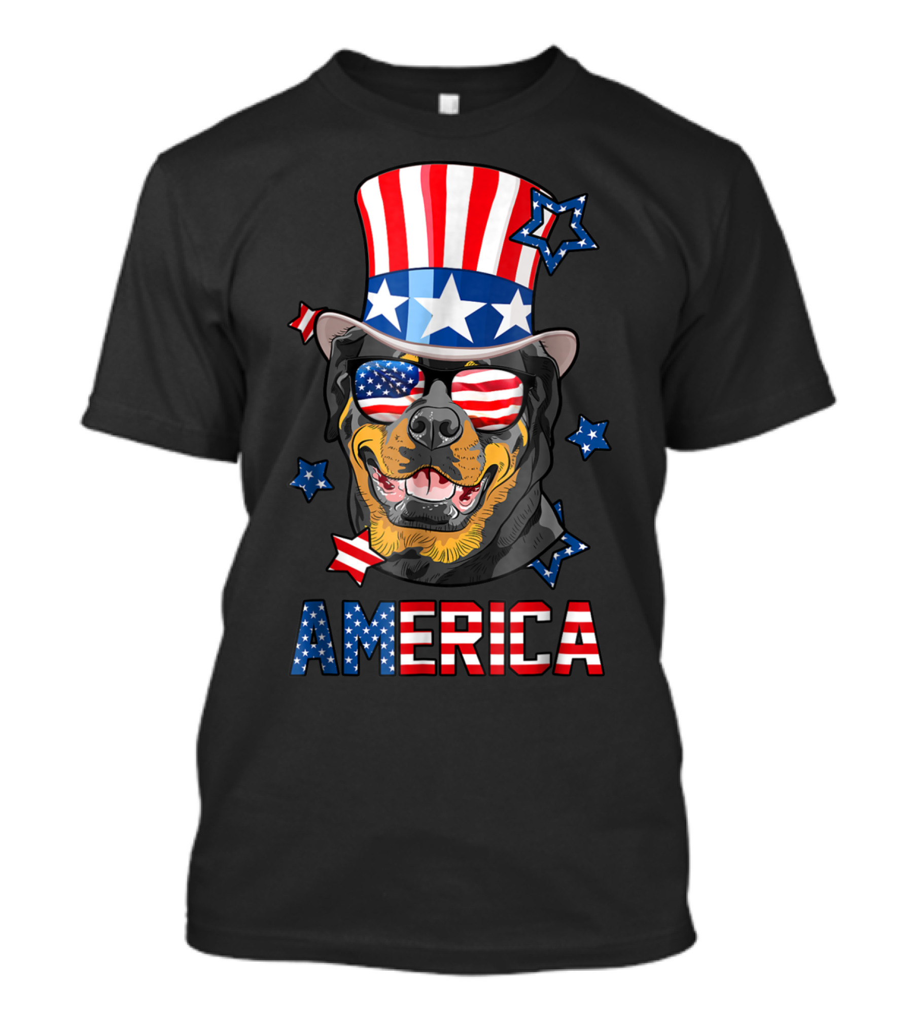 Rottweiler America Patriotic 4th Of July Flag Hat Stars T-Shirt
