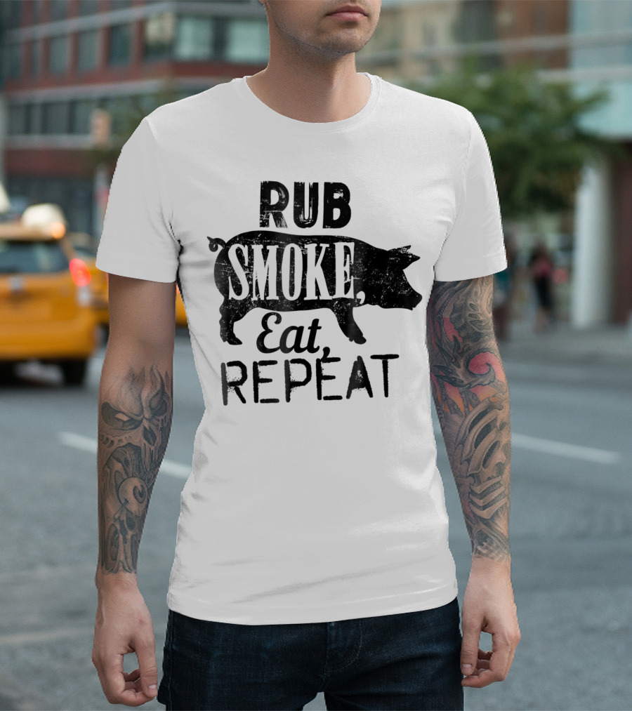 Rub Smoke Eat Repeat BBQ Pig T-Shirt