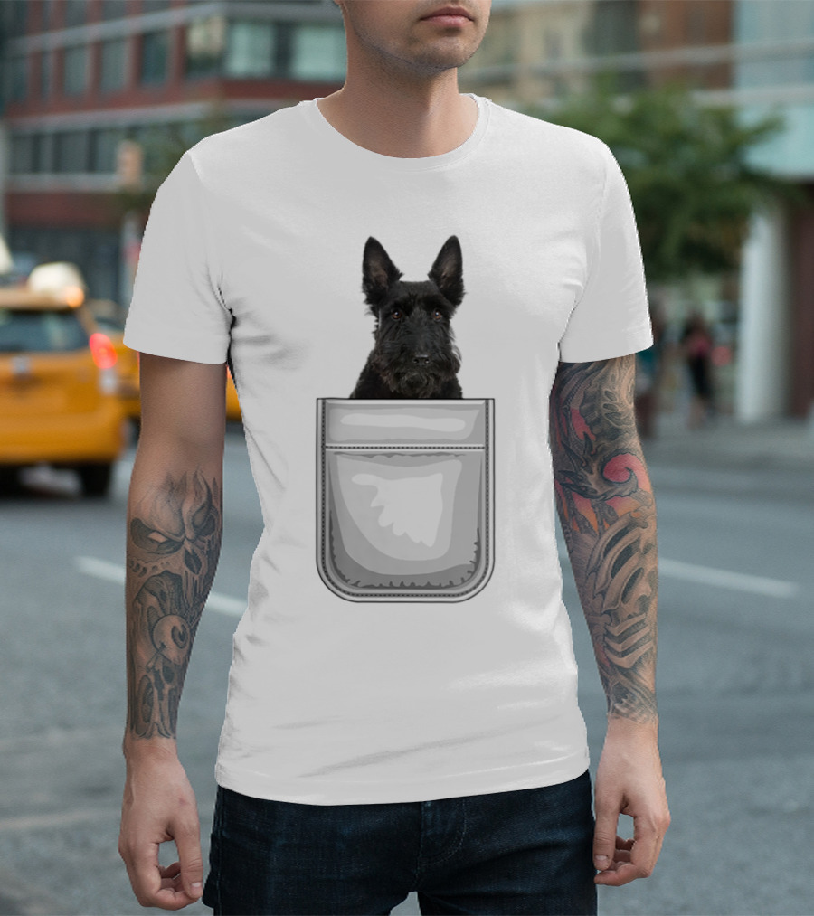 Scotty Scottish Terrier Puppy Dog in Pocket T-Shirt