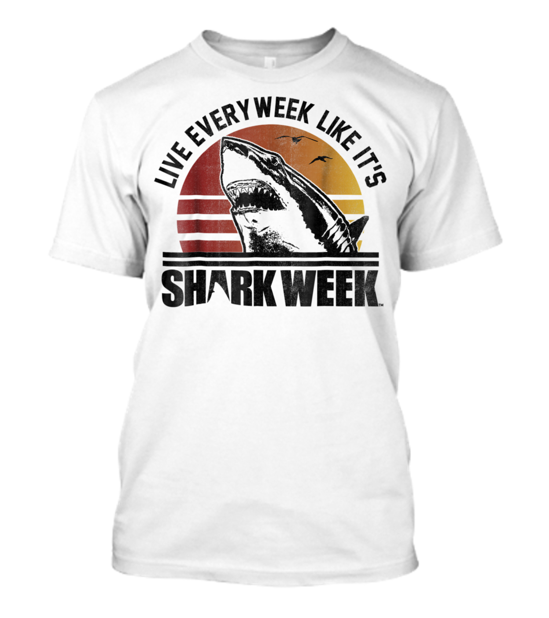 Live Every Week Like It's Shark Week Vintage Sunset T-Shirt