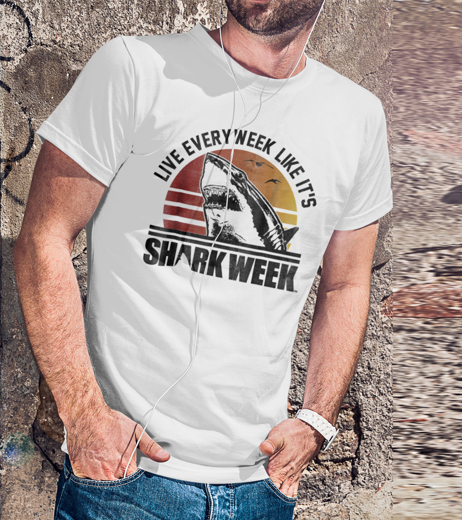 Live Every Week Like It's Shark Week Vintage Sunset T-Shirt