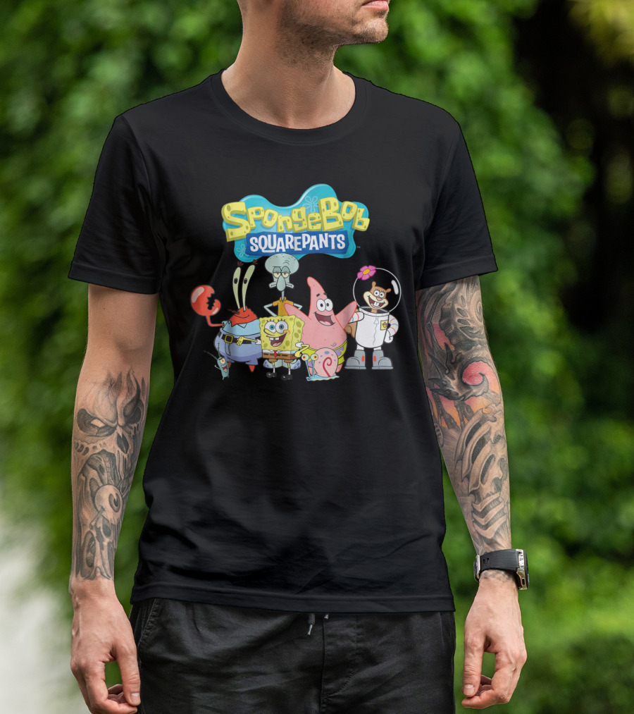 SpongeBob SquarePants With Friends Mr. Krabs Squidward Patrick Sandy Gary T-Shirt