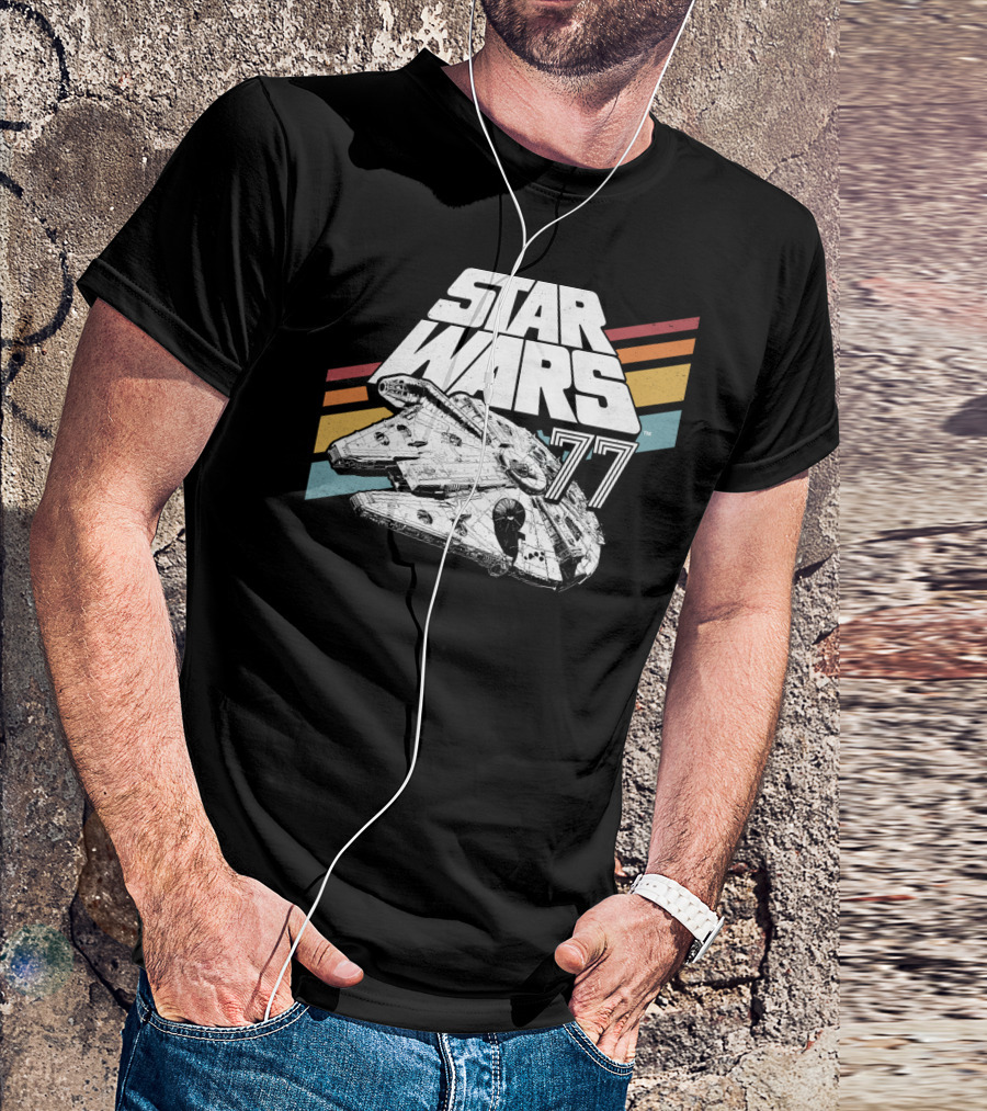 Star Wars 77 Millennium Falcon Rainbow Stripes T-Shirt