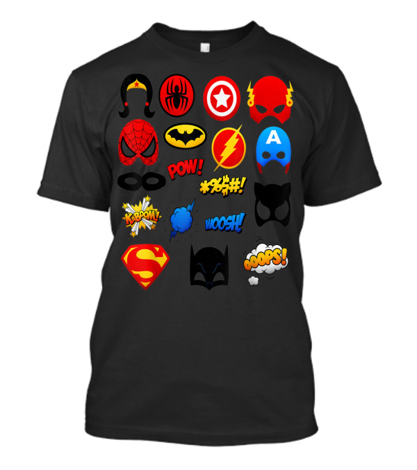 Superheroes Icons Spider Captain Batman Flash Wonder Emoji KABOOM POW OOOOPS Super T-Shirt