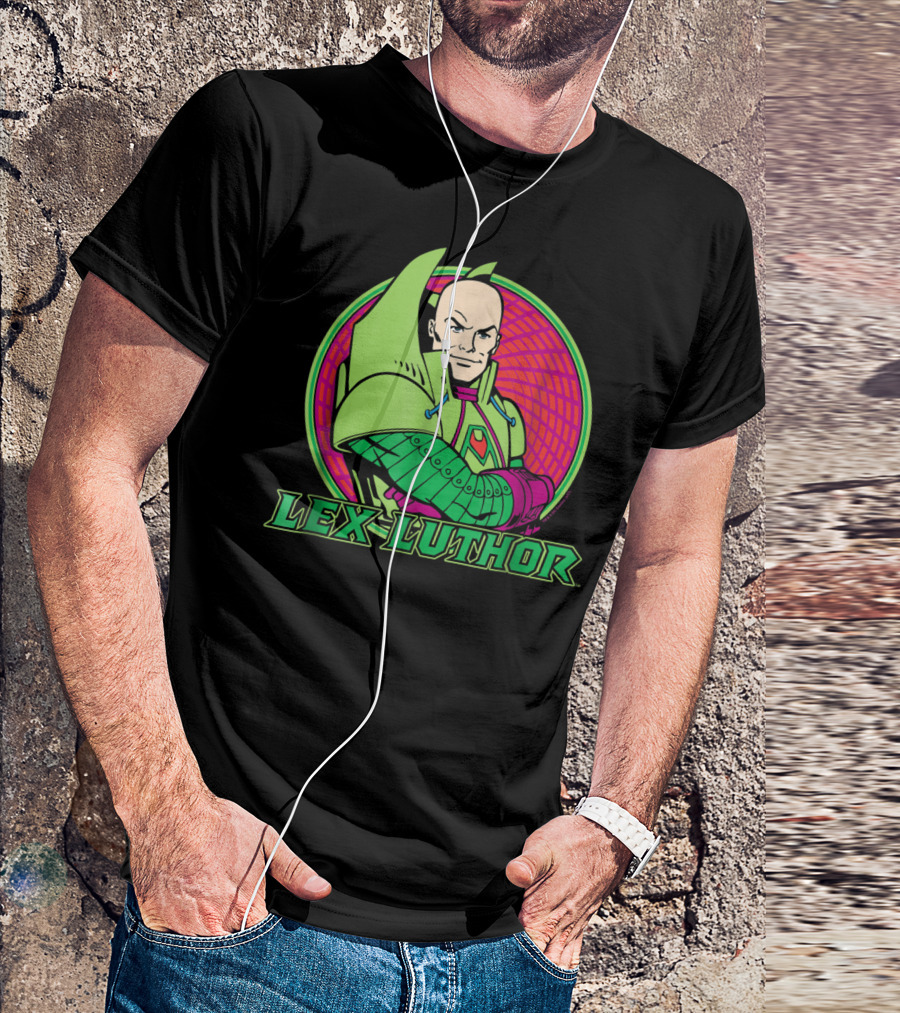 Lex Luthor Iconic Supervillain Style In Bold Green And Pink Armored Suit T-Shirt
