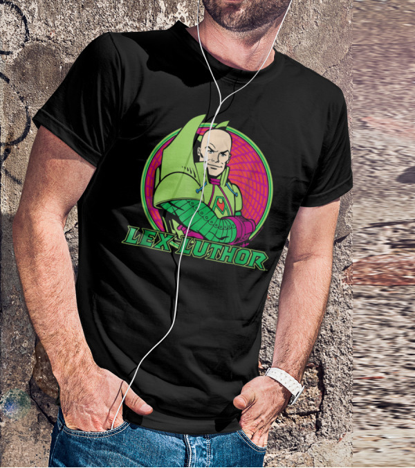 Lex Luthor Iconic Supervillain Style In Bold Green And Pink Armored Suit T-Shirt