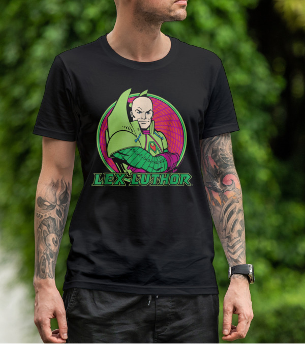 Lex Luthor Iconic Supervillain Style In Bold Green And Pink Armored Suit T-Shirt
