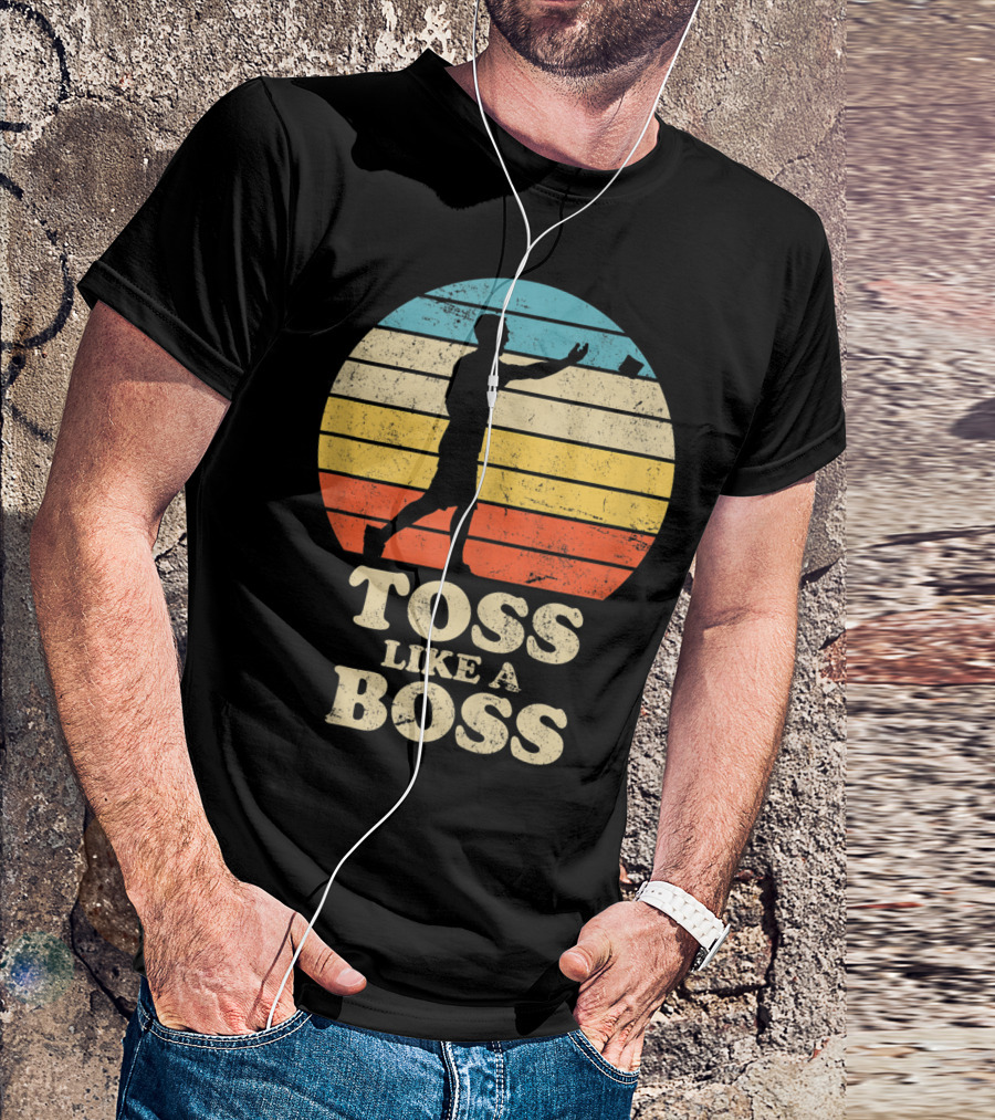 Toss Like A Boss Vintage Sunset Cornhole T-Shirt