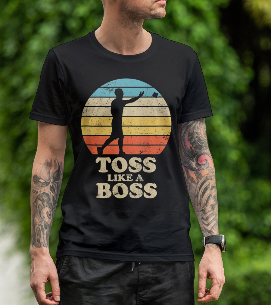 Toss Like A Boss Vintage Sunset Cornhole T-Shirt