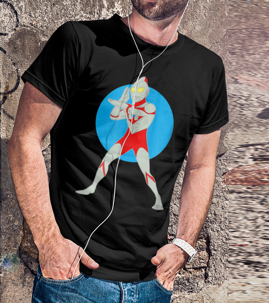 Ultraman Standing Pose With Blue Circle Background T-Shirt