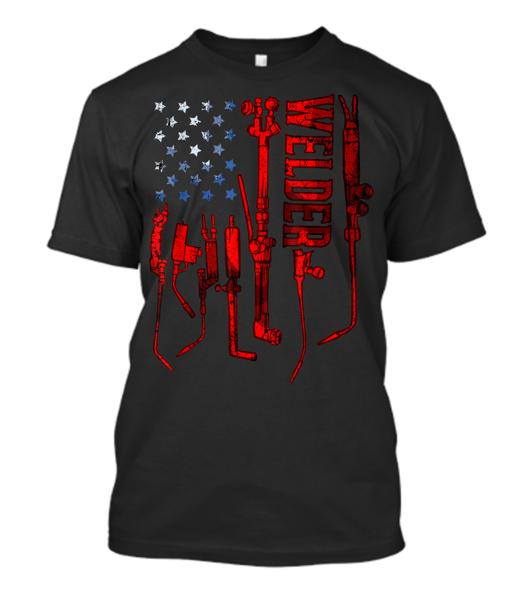 USA Flag Gas Welding Torch Tools Design Welder Mask Metal Hood Glove T-Shirt