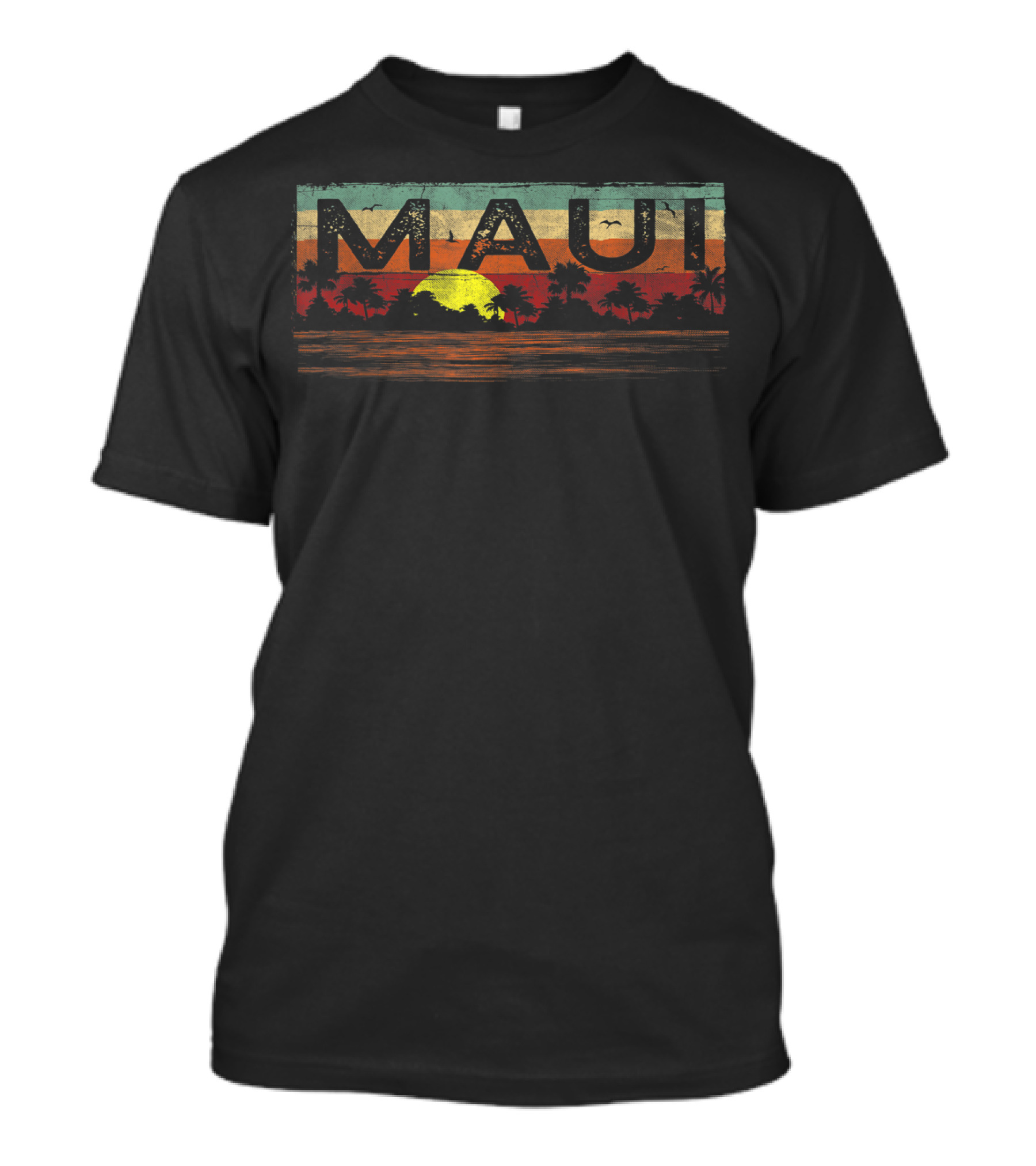 Maui Hawaii Vintage Tropical Sunset Palms T-Shirt