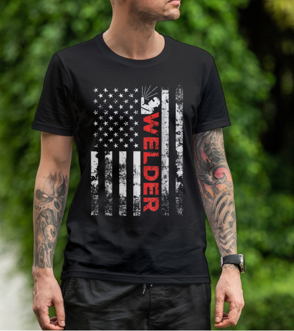 Welder USA Vintage American Flag Welding T-Shirt