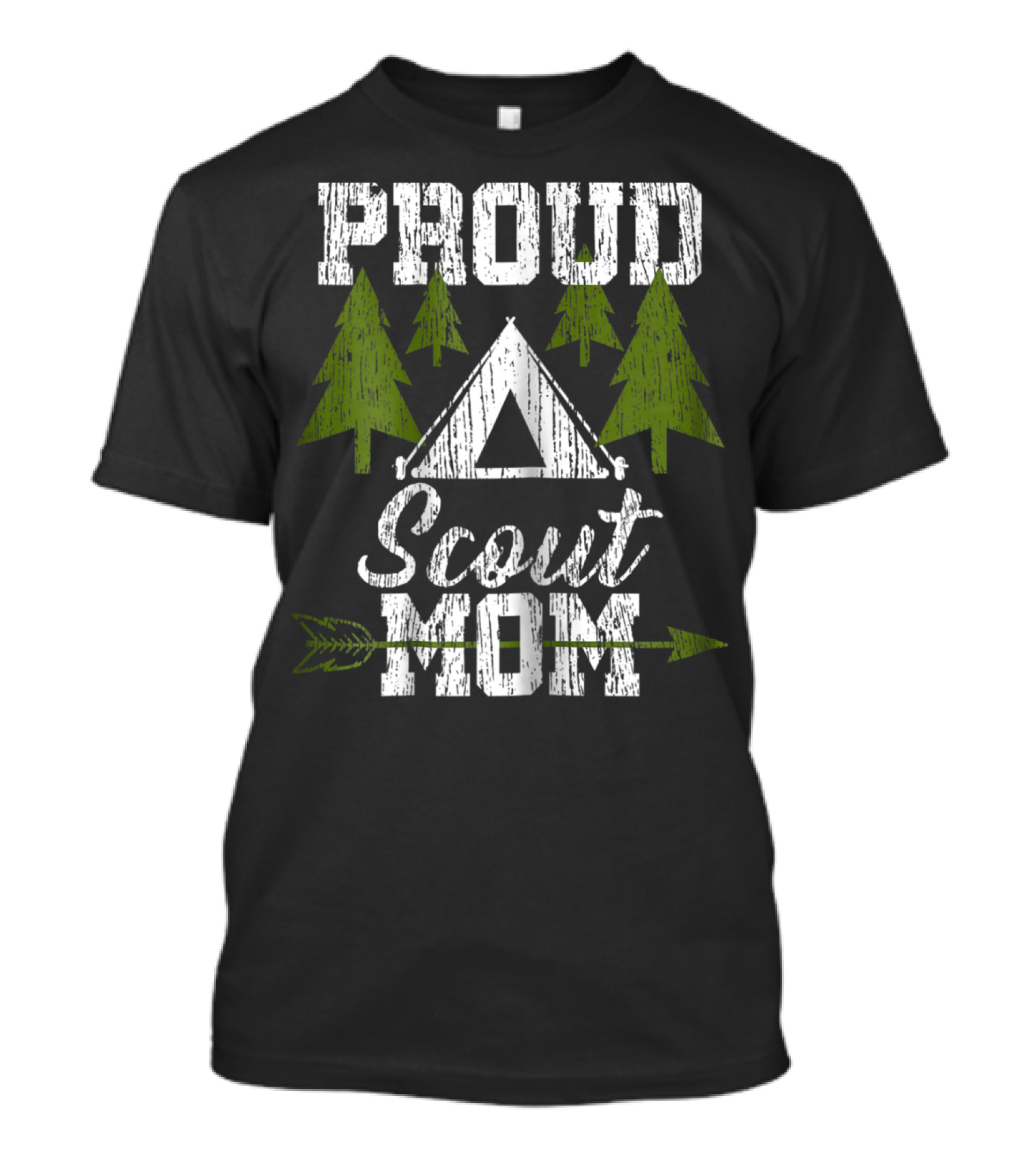 Proud Scout Mom Camping Tent Trees Arrow T-Shirt