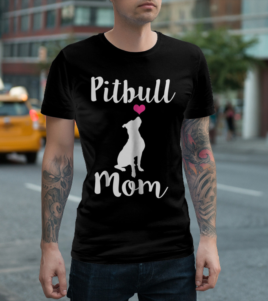 Pitbull Mom Pit Bull Dog Heart T-Shirt