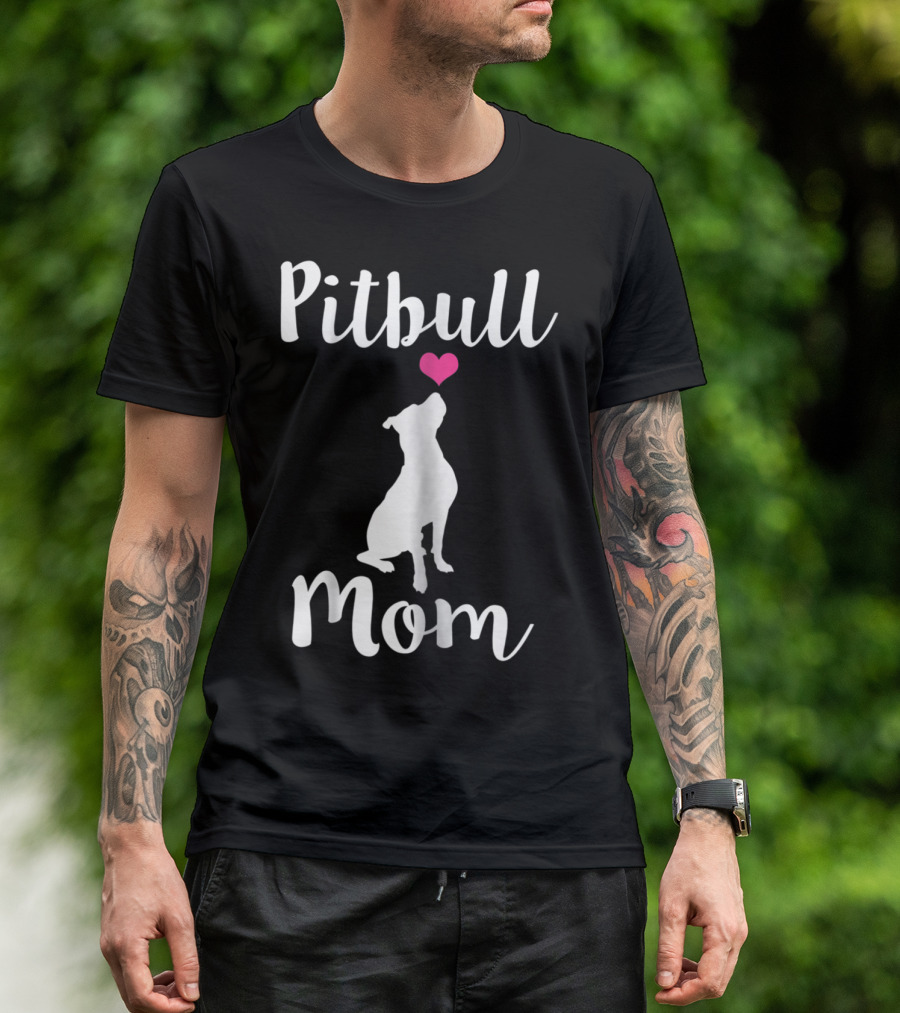 Pitbull Mom Pit Bull Dog Heart T-Shirt