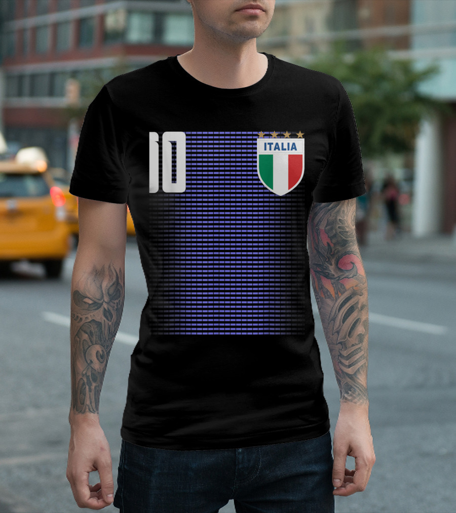 Italia Italian Italiano Italy Calcio Soccer Jersey Number 10 Crest With Stars T-Shirt
