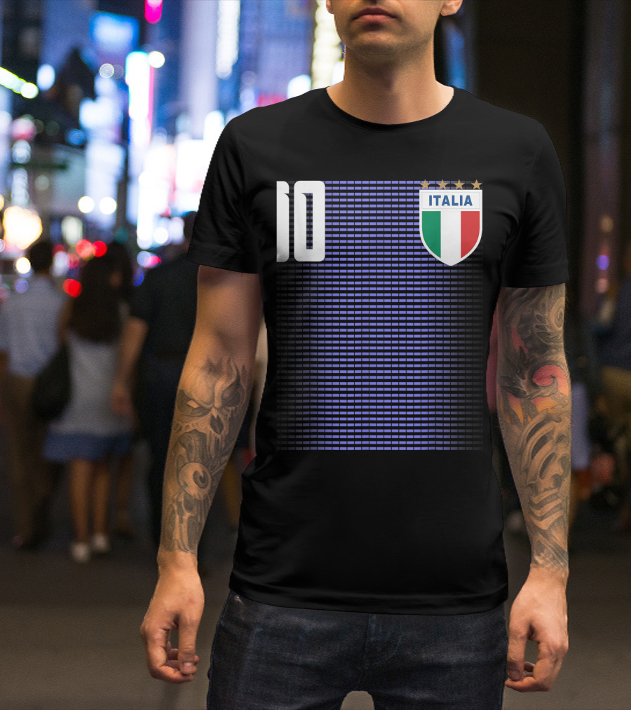 Italia Italian Italiano Italy Calcio Soccer Jersey Number 10 Crest With Stars T-Shirt