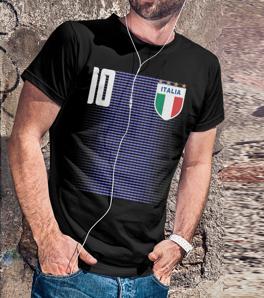 Italia Italian Italiano Italy Calcio Soccer Jersey Number 10 Crest With Stars T-Shirt