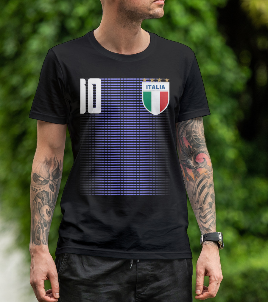 Italia Italian Italiano Italy Calcio Soccer Jersey Number 10 Crest With Stars T-Shirt