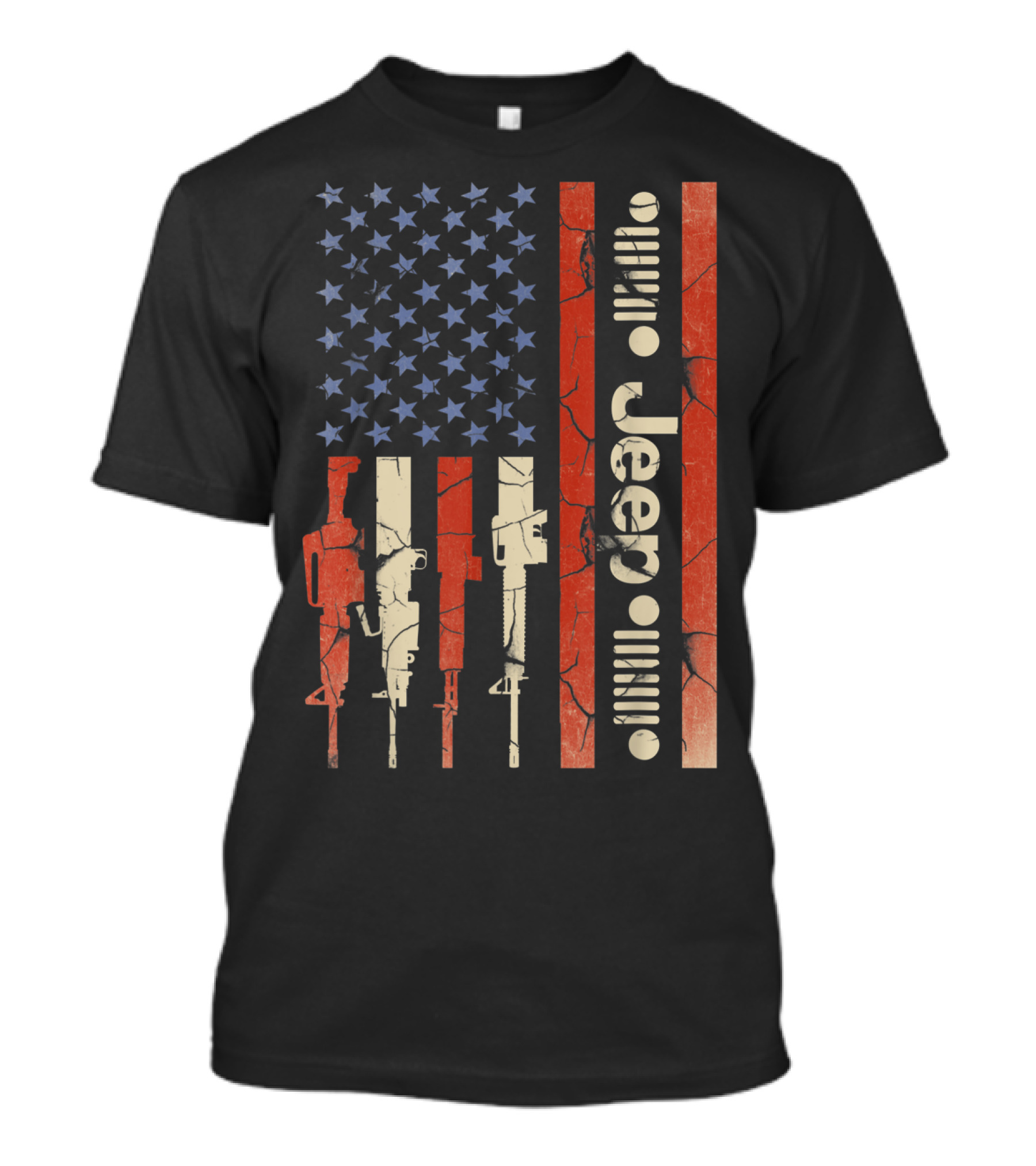 Jeep American Flag With Gun Design For Jeep Lovers T-Shirt