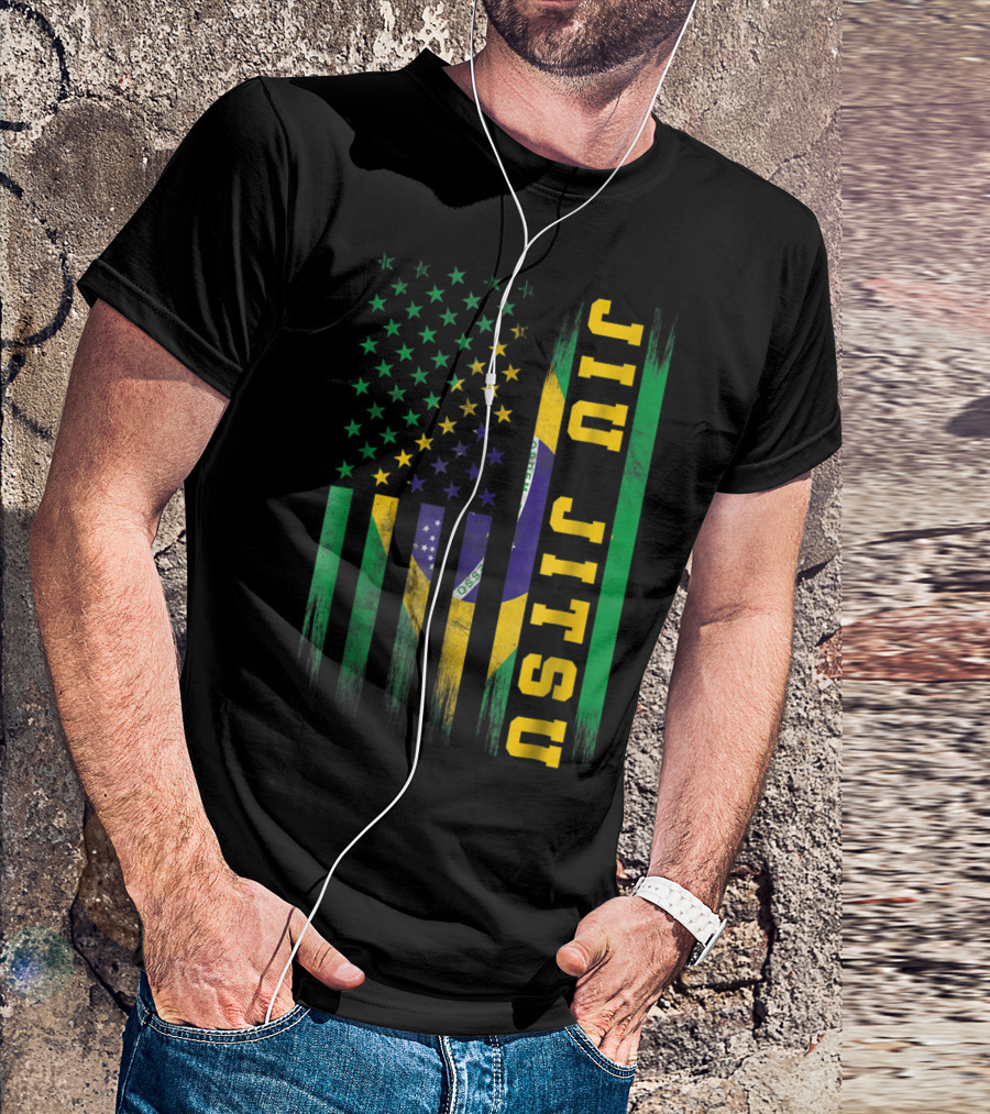Jiu Jitsu Brazilian BJJ Brazil United States Flag T-Shirt