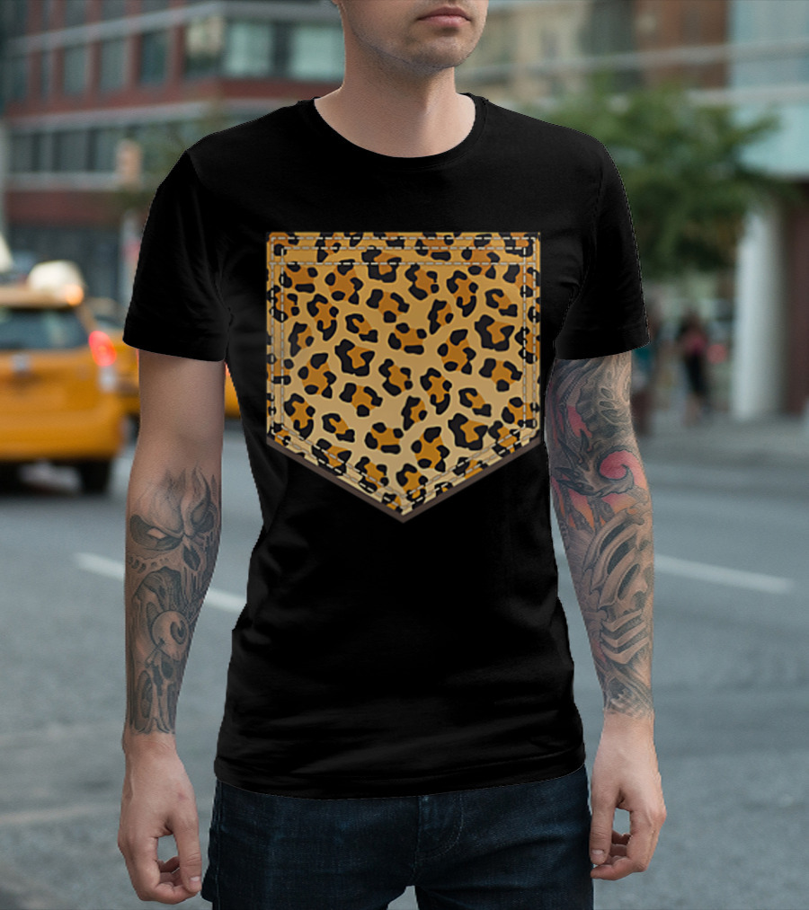 Leopard Print Pocket Cool Animal Lover Cheeta T-Shirt